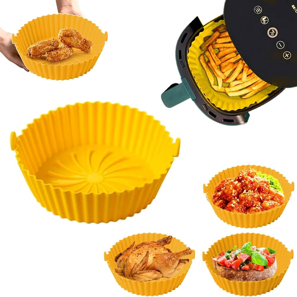 Vas pentru friteuza cu aer May Huang, silicon, galben