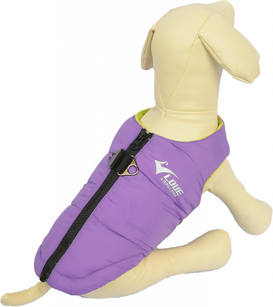 Vesta de iarna impermeabila pentru caine Lovelonglong, nailon/lana, violet/galben, marimea XXXXL