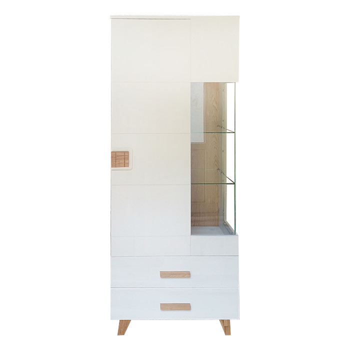 Vitrina by Home Affaire, lemn, alb/natur, 65 x 41 x 184 cm chilipirul-zilei.ro/ imagine 2022 by aka-home.ro