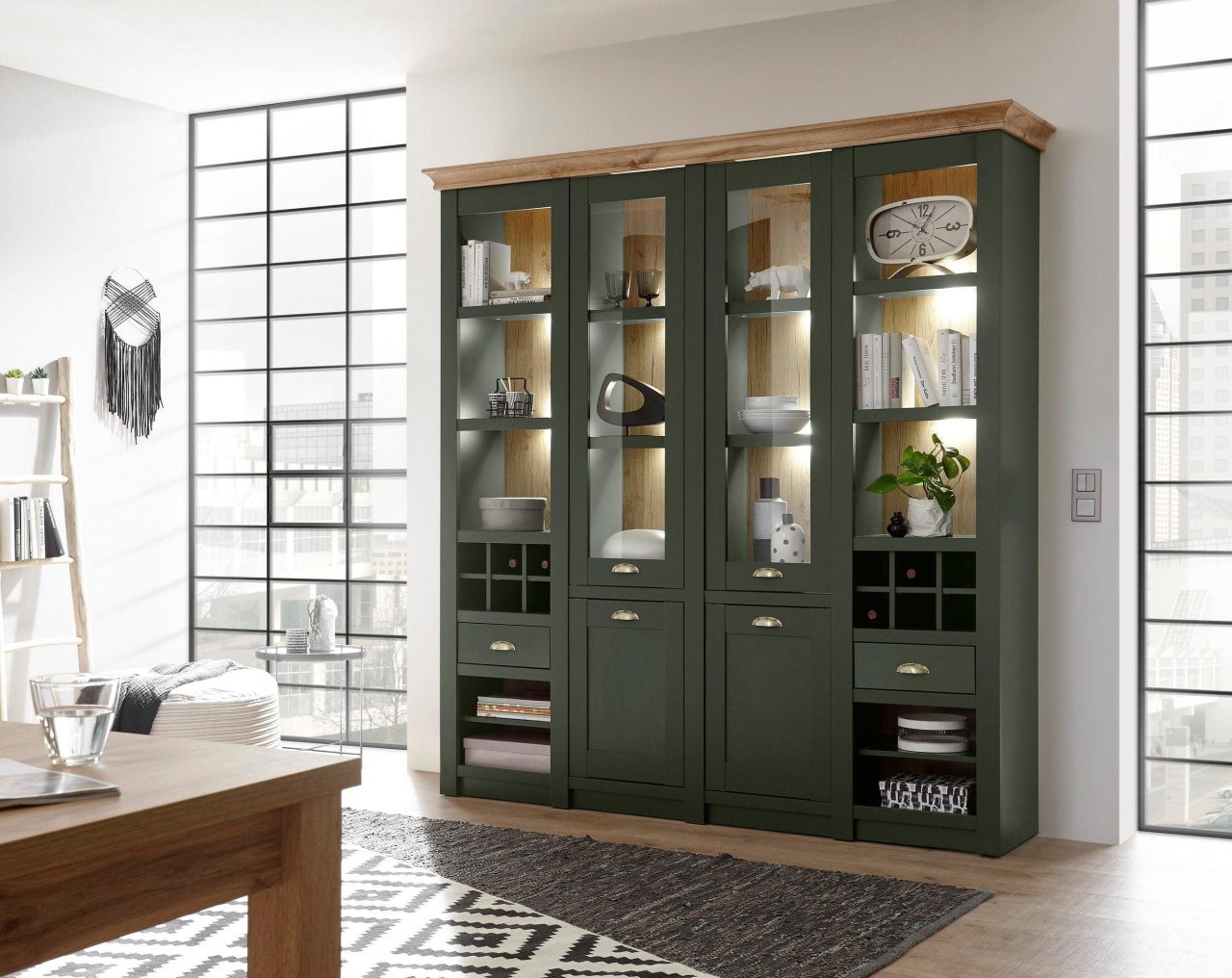 Vitrina Cambridge, Verde, 194 cm latime