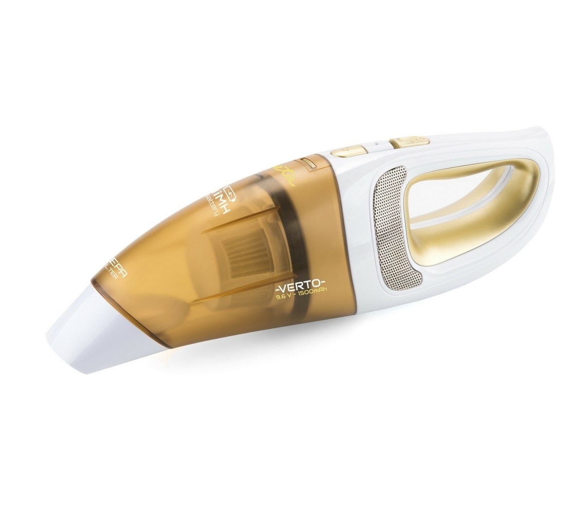 Aspirator de mana ETA Verto II 1423 90000, baterie Ni-Mh 9,6 V, filtru HEPA, alb-auriu