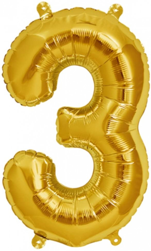 Balon aniversar Maxee, cifra 3, auriu, 80 cm chilipirul-zilei.ro