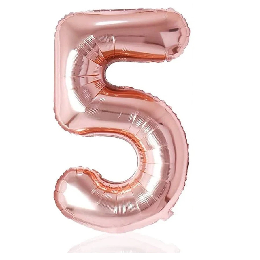 Balon aniversar Maxee, cifra 5, rose, 40 cm