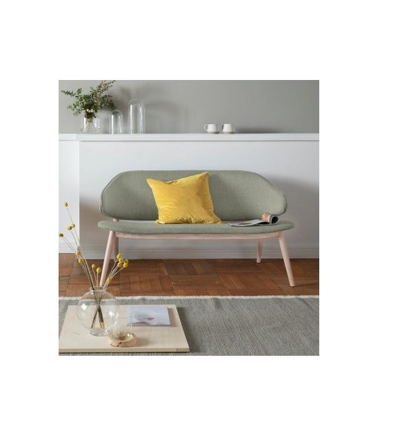 Poze Banca tapitata Sporring Andas, lemn masiv/textil, natur/menta, 136,5 x 70 x 70,5 cm