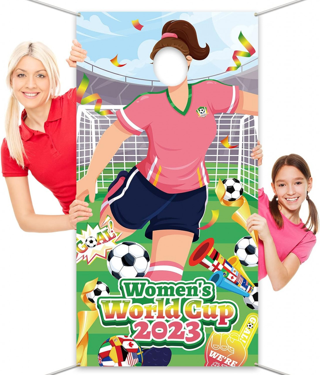 Banner foto pentru cupa mondiala de fotbal DPKOW, poliester, multicolor, 185 x 90 cm