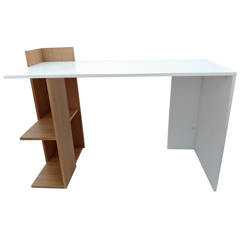 Birou HM Fino, stejar auriu - alb, 122 x 85 x 57 cm