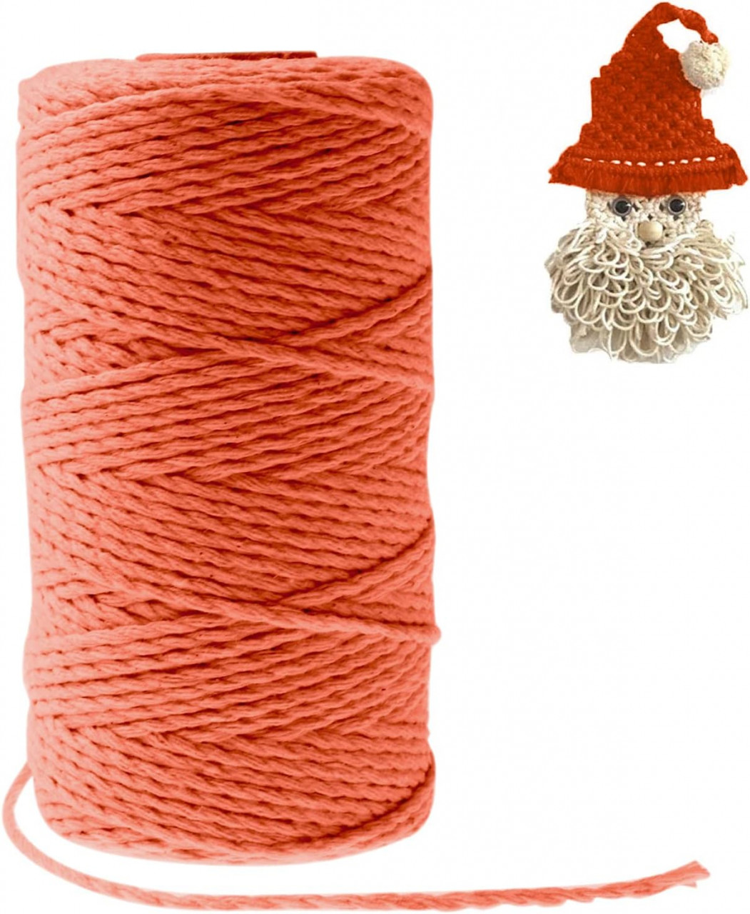 Bobina macrame Jaspond, bumbac, portocaliu, 2 mm x 100 m