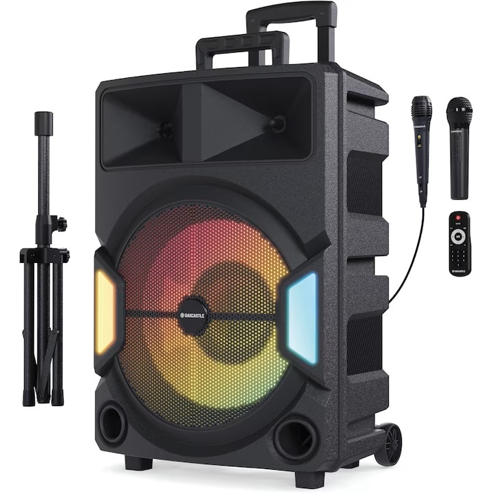 Boxa portabila 2.0 Oakcastle, Majority, 2 microfoane, tripod si telecomanda incluse, 150 W, negru, resigilat