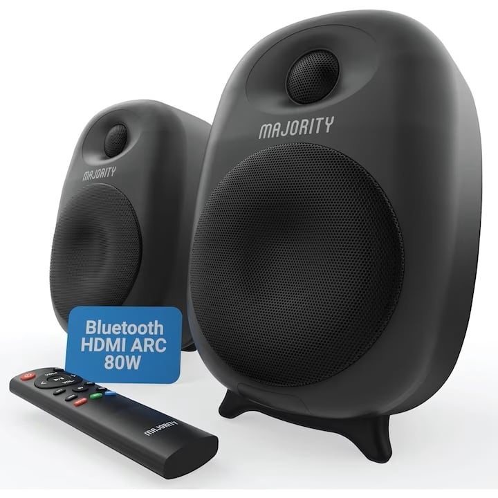 Boxe active stereo, Majority, D80, pentru TV sau PC, EQ personalizat, 80 W, Resigilat, Grad A