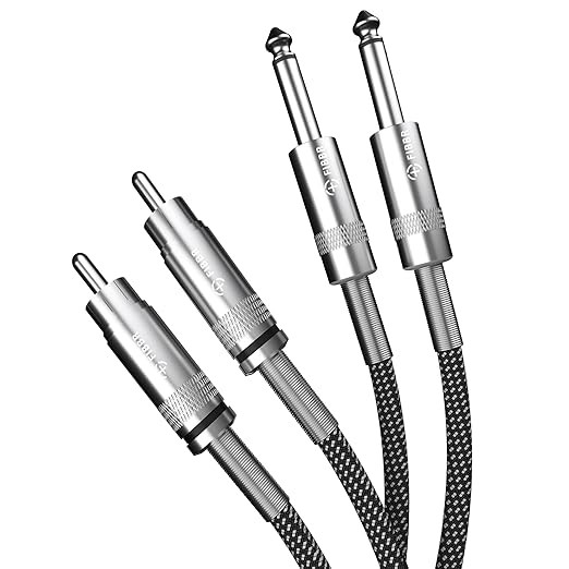Cablu audio, FIBBR RCA, cupru/nailon, negru/gri, 6FT/5M