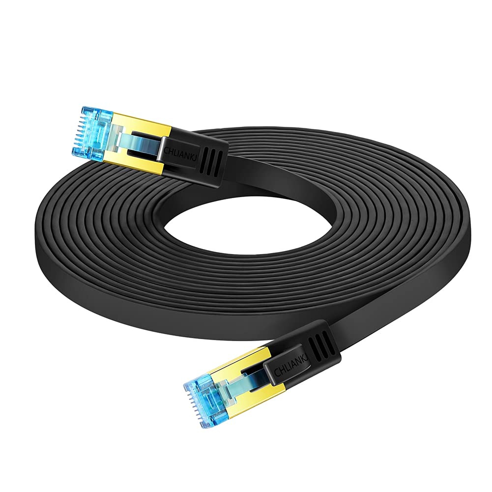 Cablu de retea plat CHLIANKJ, 4K / 8K, CAT8, negru, 15 m chilipirul-zilei.ro/
