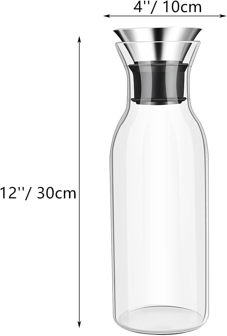 Poze Carafa cu capac OTARTU, sticla borosilicata/otel inoxidabil, transparent/argintiu, 1500 ml, 30 x 10 cm