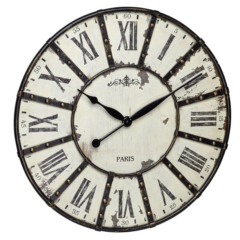 Ceas de perete Tressie, lemn/metal, gri, 57,5 x 57,5 x 4,5 cm Pret Redus chilipirul-zilei pret redus imagine 2022