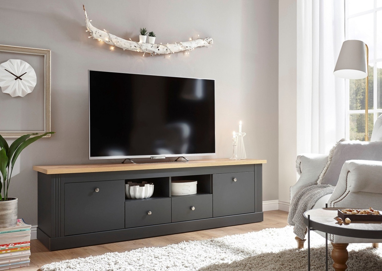 Comoda TV Westmister, Gri, 180 cm latime