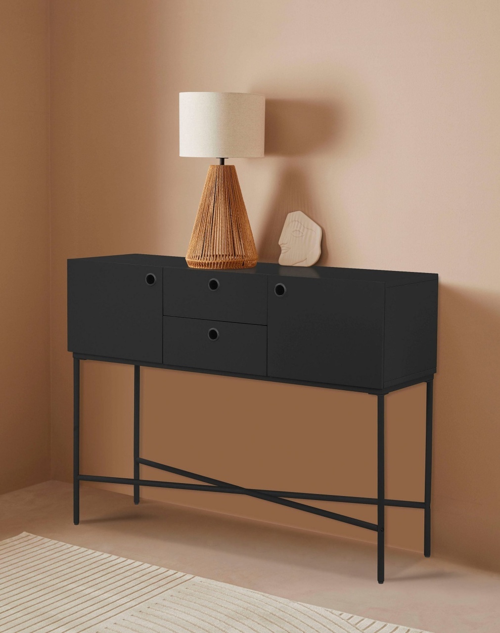 Consola Mariella, Negru, 120 cm latime