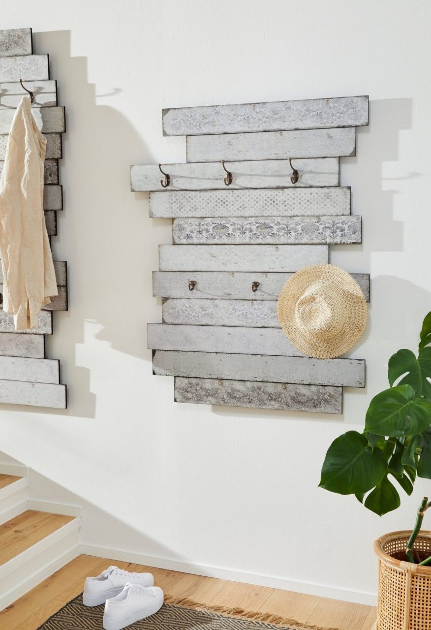 Cuier de perete Emma, MDF, gri, 90 x 110 x 10,5 cm