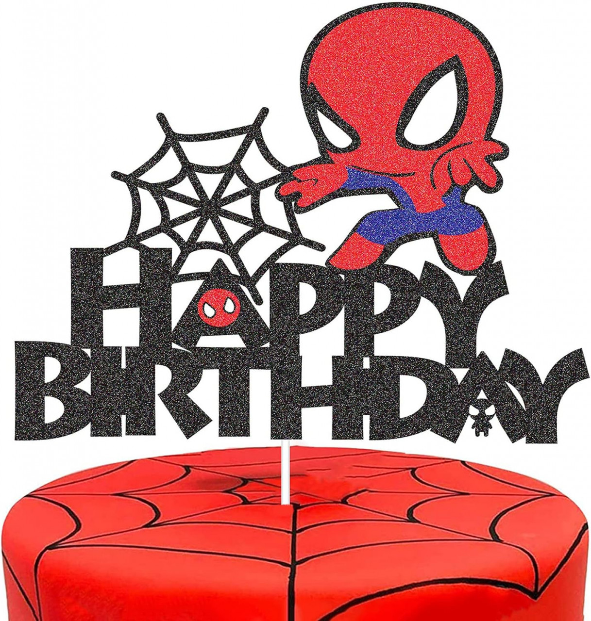 Decoratiune pentru tort cu Spider Man G-Lovely\'S, hartie, rosu/negru, 14.4 x 16.7 cm