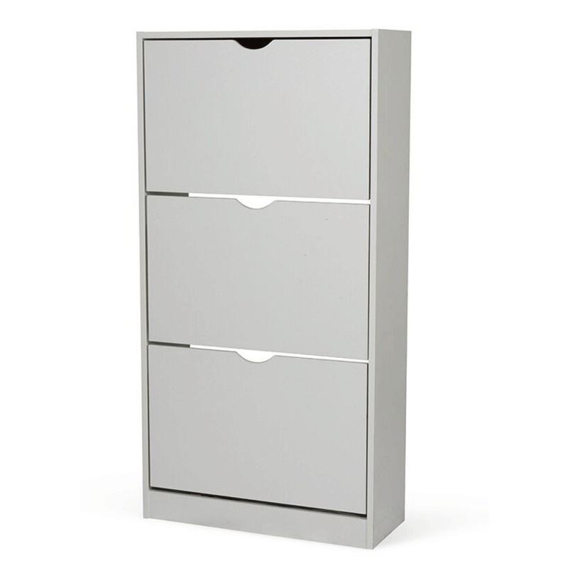 Dulap pentru depozitare pantofi KL Carey, 3 usi rabatabile, 6 rafturi, Pal Melaminat, 60 x 24 x 118 cm, gri