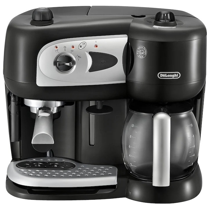 Espressor manual si Cafetiera De\'Longhi BCO 261B.1, 1750 W, 15 bar, 10 cesti, Negru, resigilat