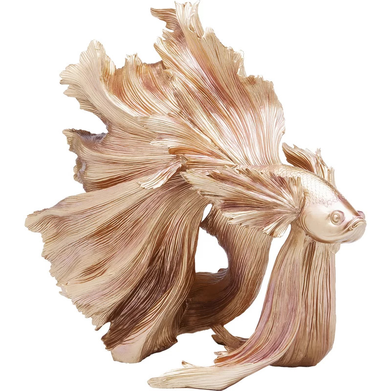 Figurina decorativa Betta, model peste, polirasina, auriu, 57 x 63 x 33 cm