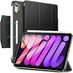 Husa de protectie ESR compatibilă cu iPad Mini 6 de 8,3 inchi, piele PU/silicon, negru