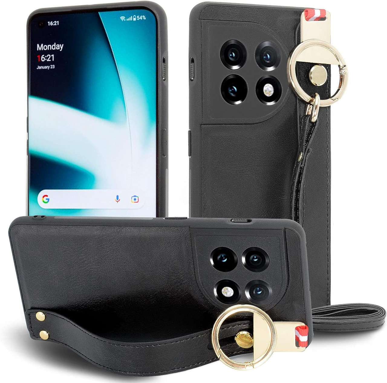 Husa de protectie pentru OnePlus 11, MAMA MOUTH, piele PU, negru, 6,5 inchi