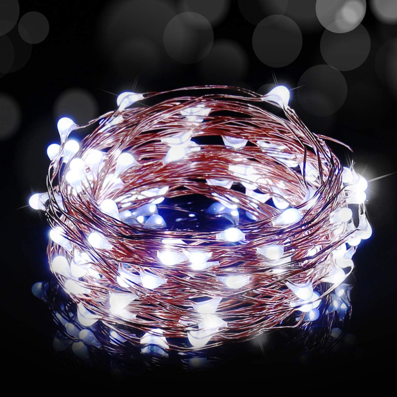 Instalatie cu 100 de LED-uri Ariceleo, plastic/cupru, alb rece, 10 m