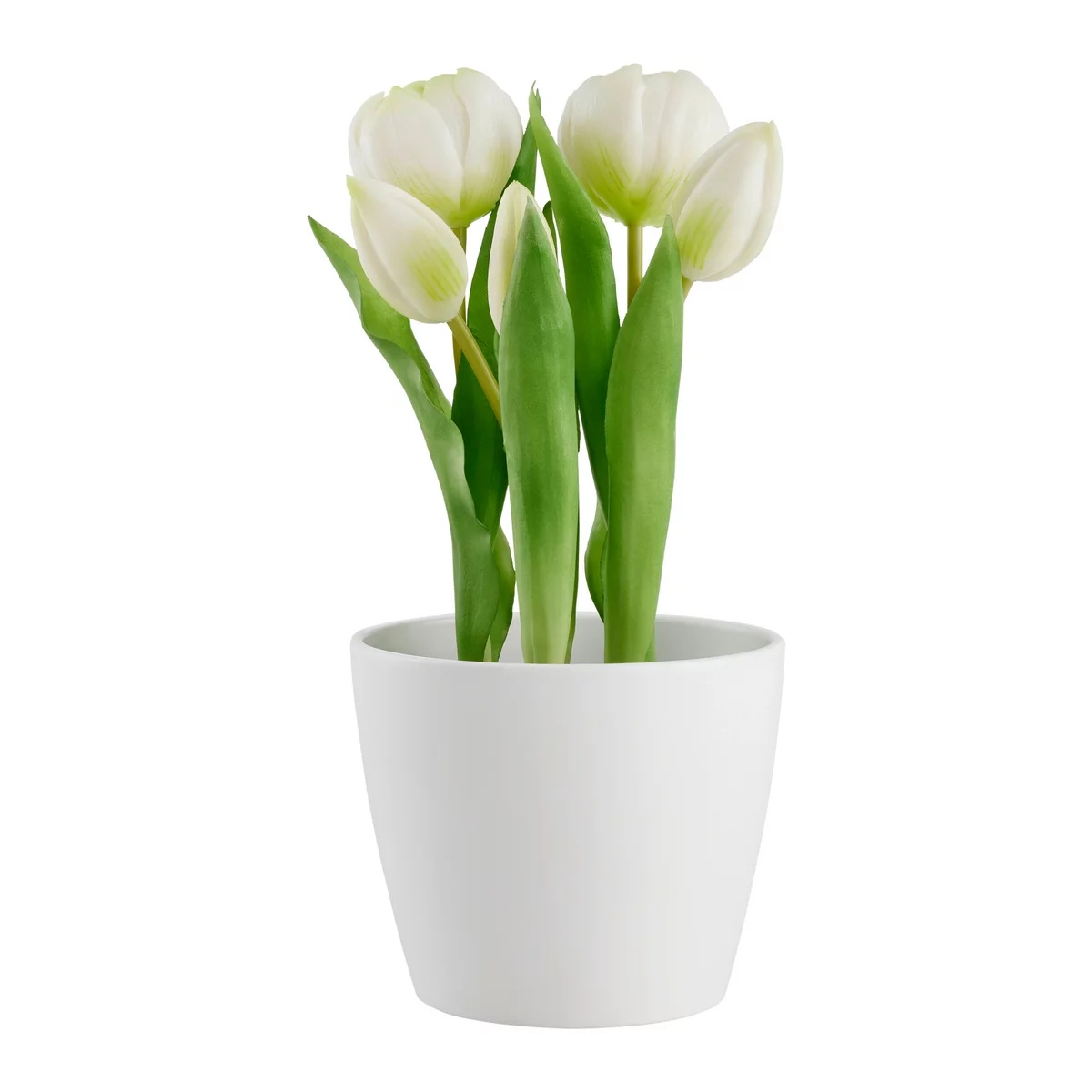 Lalea artificială I în verde/alb, 25cm