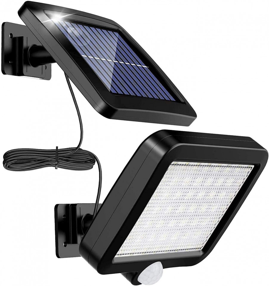 Lampa Cu Panou Solar Pentru Exterior Mpj 53 LedUri Senzor De Miscare Negru 15 Cm X 11 Cm X 23 Cm 13 Cm X 115 Cm X 15 Cm
