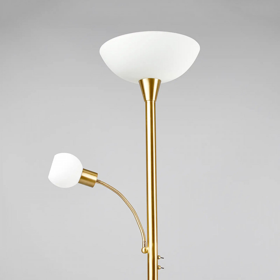 Lampadar Elaina, LED, metal/sticla, alb/auriu, 34 x 182,5 cm 1825 imagine noua somnexpo.ro