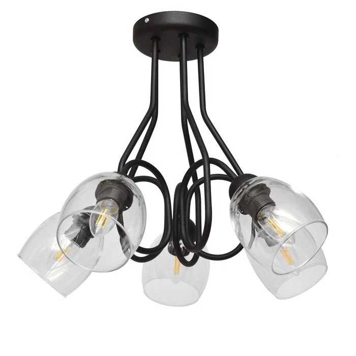 Lustra tip pendul Ahlanni, negru, metal/sticla, 5 lumini, 50 x 50 cm