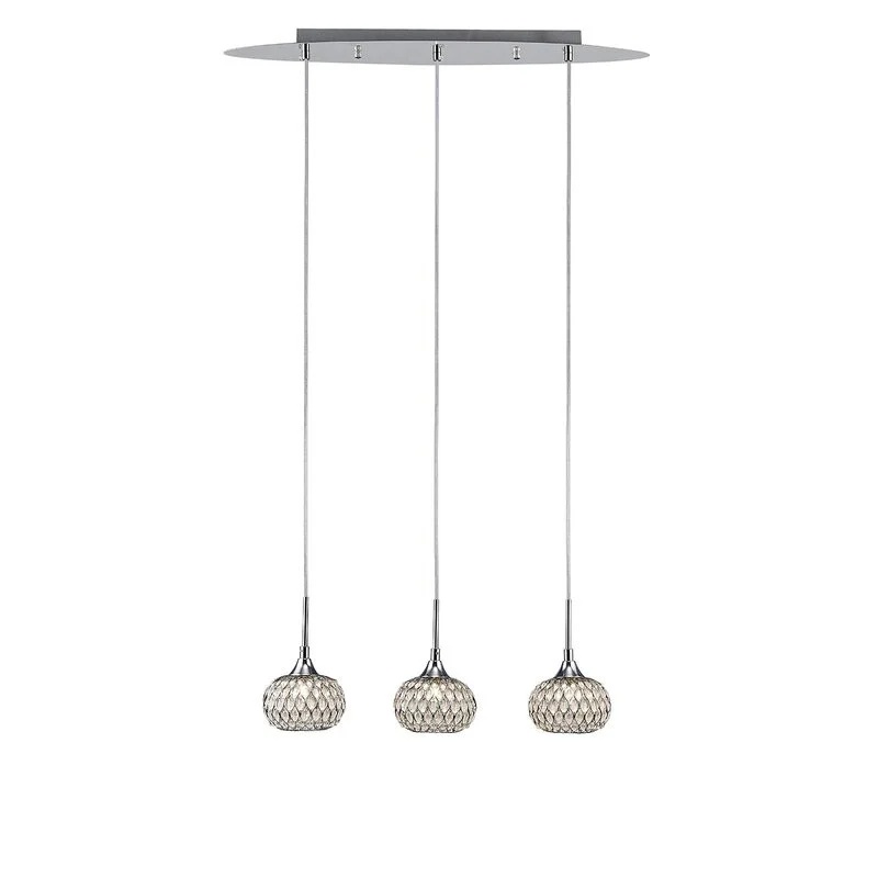 Lustra tip pendul Chelsie, 3 lumini, sticla/metal, 12 x 30 cm