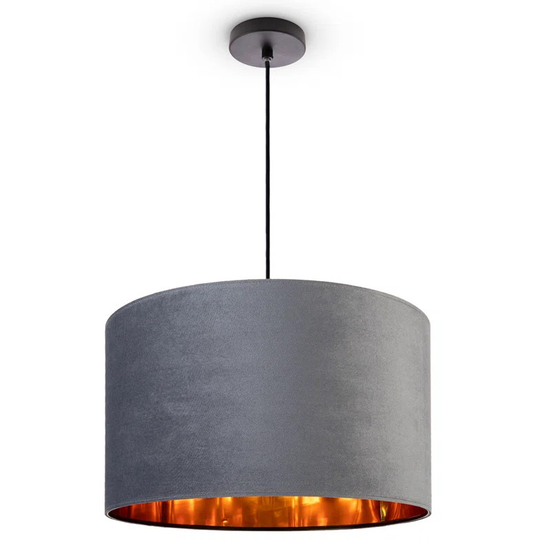 Lustra tip pendul Trommel, metal/textil, gri/negru, 28 x 45,5 x 150 cm