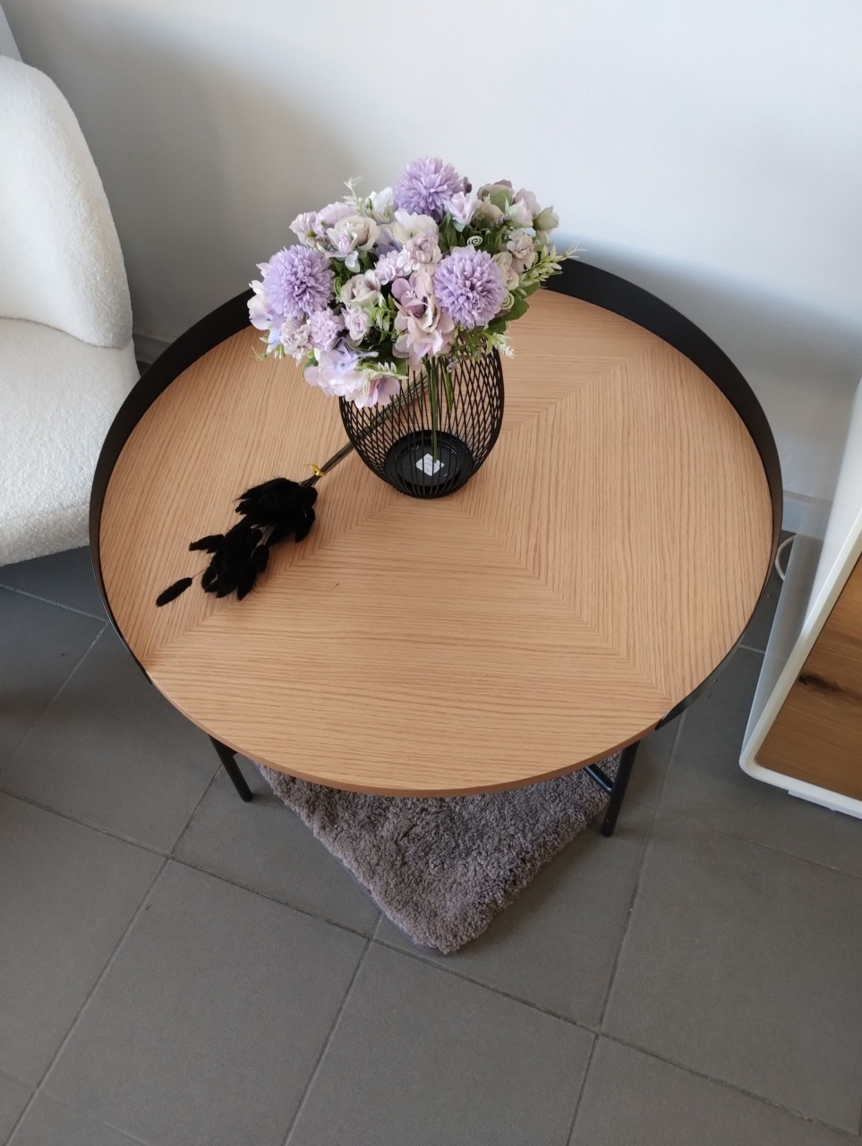 Masuta de cafea Gala LM, metal, negru/natur, 80 x 41 cm