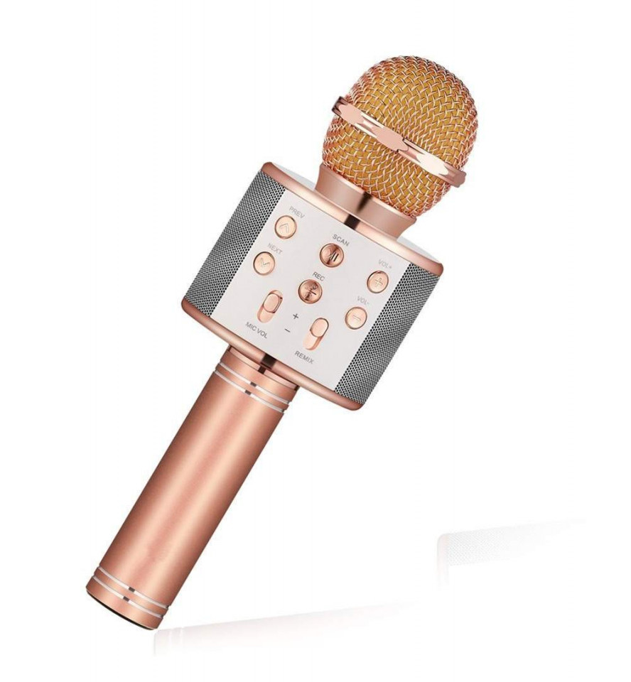 Microfon profesional wireless karaoke cu Bluetooth, difuzor, radio FM, USB TF, inregistrare sunet, acumulator, 23 x 7,5 cm