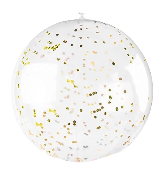 Minge gonflabila pentru plaja Vgoodall, PVC, alb/auriu, 40 cm