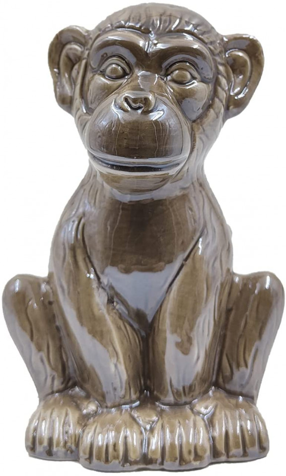 Obiect decorativ maimuta Casaido, brun, ceramica, 15,4 x 10,2 x 10 cm, 102