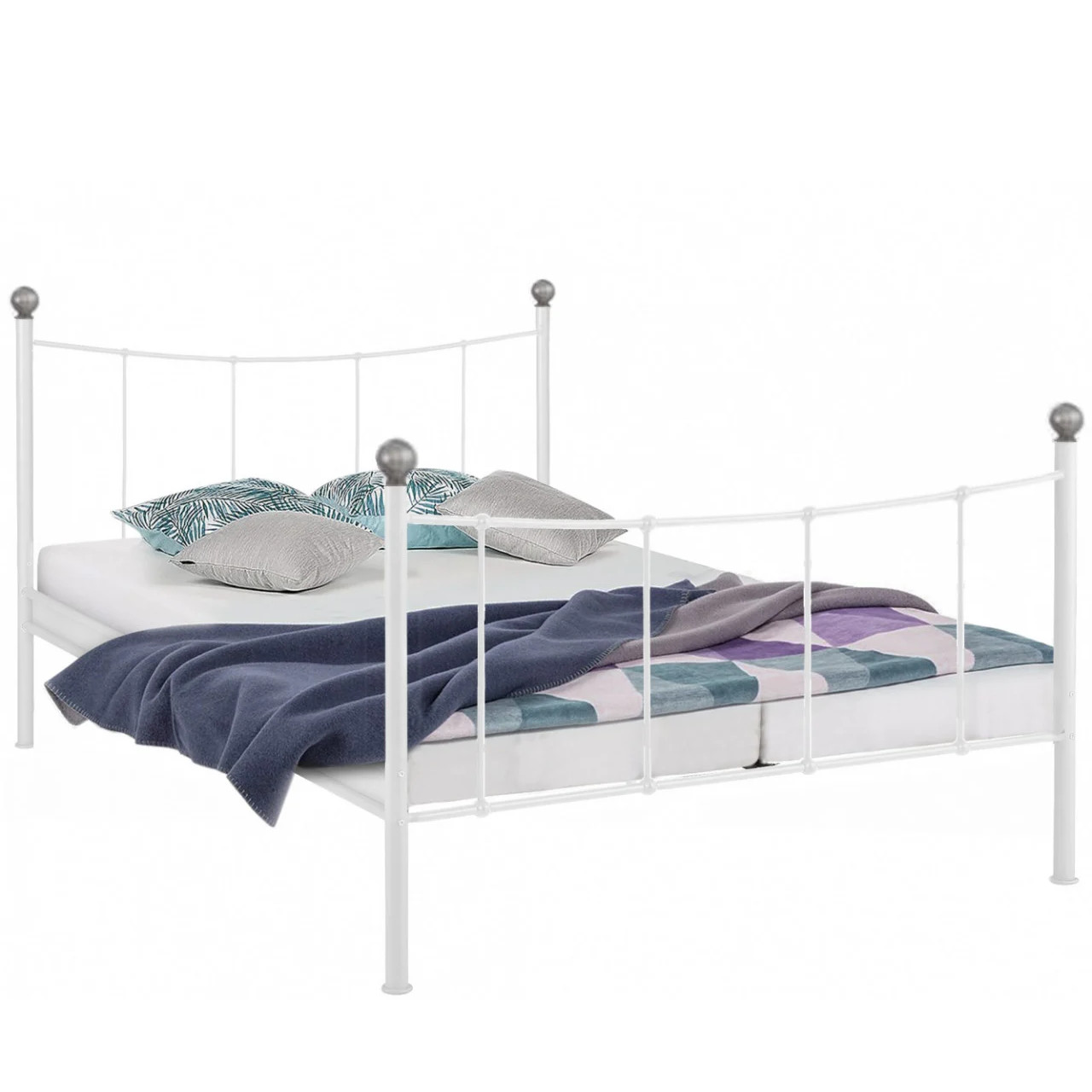 Pat matrimonial Metha Home Affaire, metal, alb, 180 x 200 cm