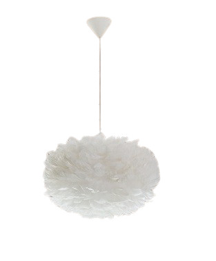 Pendul cu abajur din pene FOG, alb, cablu alb, 35 x 20 cm Beliani imagine 2022
