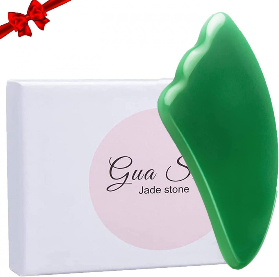 Piatra pentru masaj facial RBSFL, verde, 4,5 x 7,5 cm 45