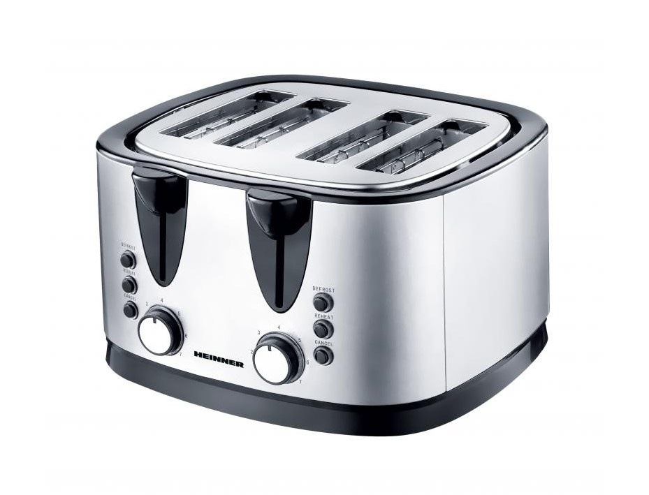 Prajitor de paine HEINNER HTP-1600XMC, 1600W, 4 Felii, Inox, RESIGILAT (produs expus in showroom), GARANTIE 1 AN