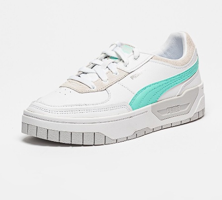 Puma, Pantofi sport cu garnituri din piele si piele intoarsa Cali Dream, Verde, Alb, 38.5, Resigilat, Grad A