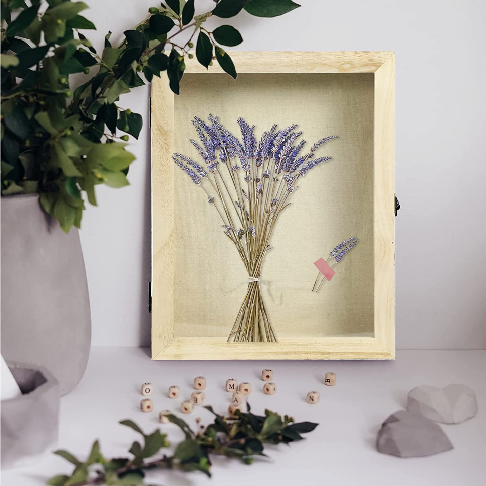 Rama foto cu caseta pentru suveniruri Muzilife, lemn/sticla, natur, 20 x 25 cm