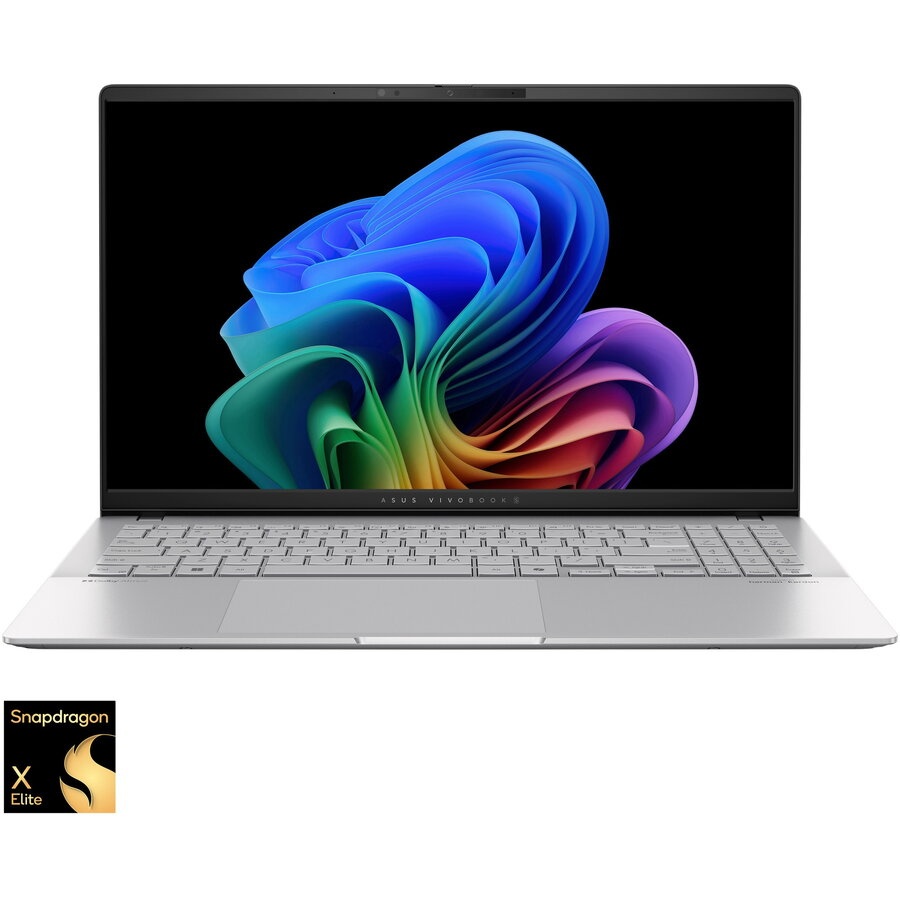 RESIGILAT Laptop ASUS 15.6\'\' Vivobook S 15 OLED S5507QA, 3K 120Hz, Procesor Qualcomm Snapdragon X Elite X1E-78-100, 32GB LPDDR5X, 1TB SSD, Qualcomm