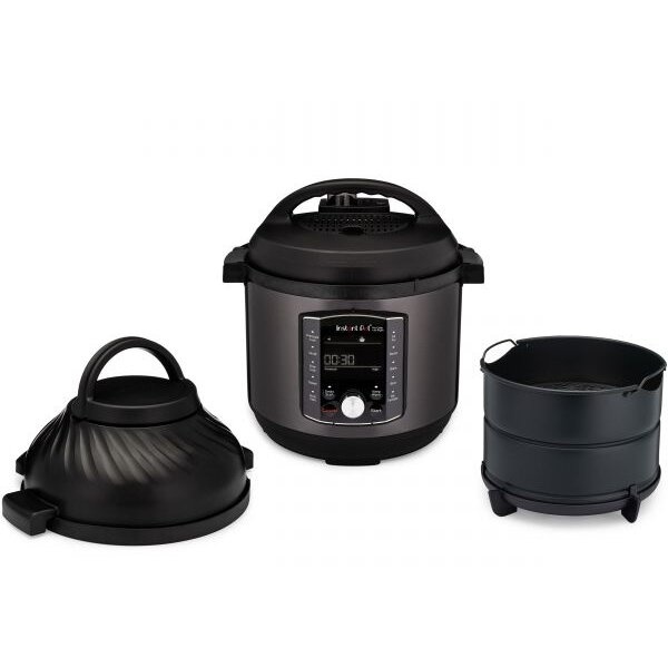 RESIGILAT Multicooker 11 in 1 Instant Pot Pro Crisp & Air Fryer 8, doua capace (multicooker 6 functii, airfryer 5 functii), 1500W, Volum 7.6l, Negru