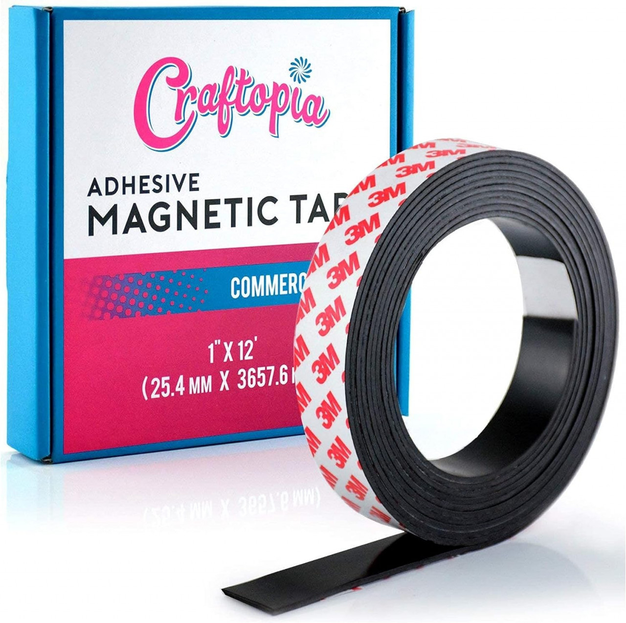 Rola de banda adeziva magnetica pentru mestesuguri Craftopia, negru, 1,27 cm x 7,6 m