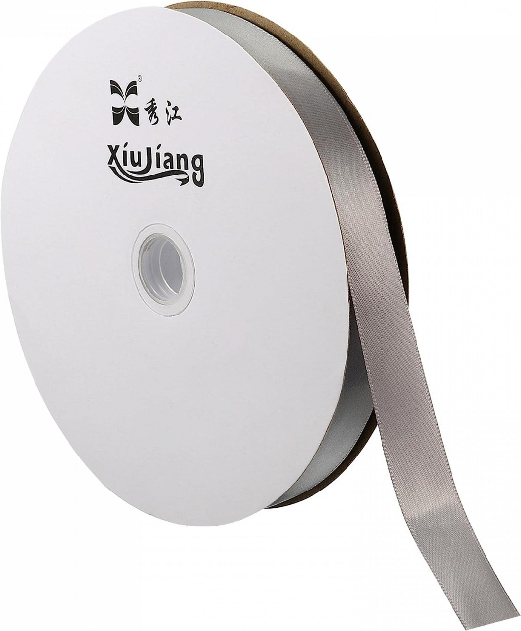 Rola de panglica Sourcing Map, poliester, argintiu, 7 mm x 91,4 m