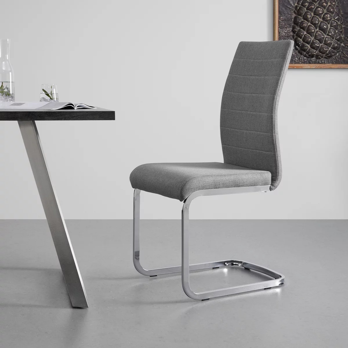 Scaun Lennard, gri, din textil