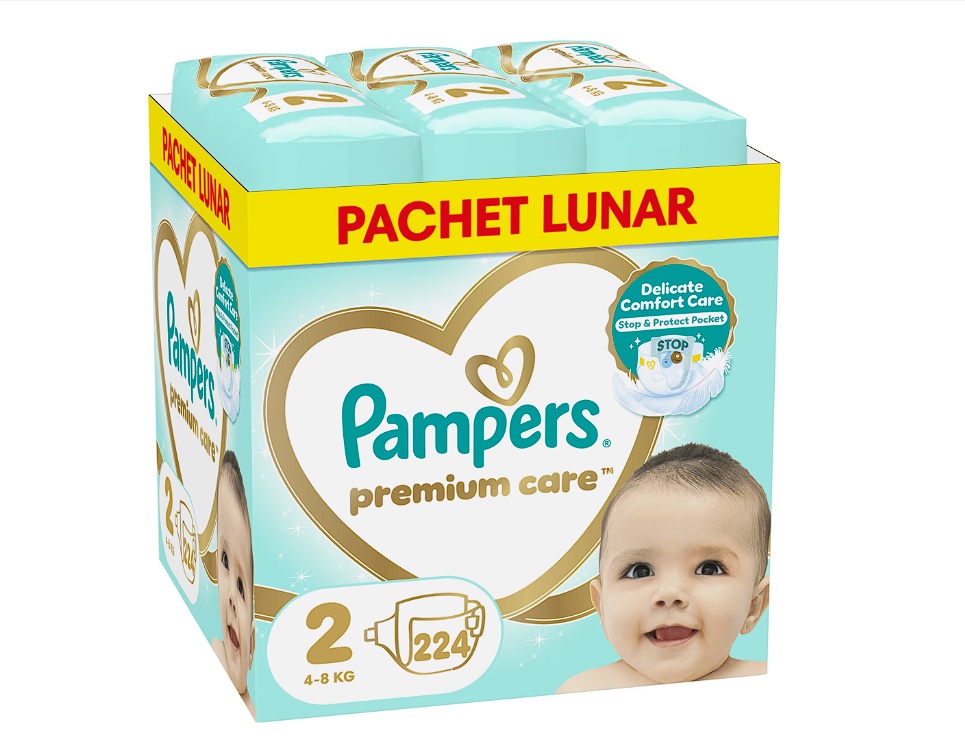Scutece Pampers Premium Care XXL Box, Marimea 2, 4-8kg, 224 buc, Resigilat, Grad A