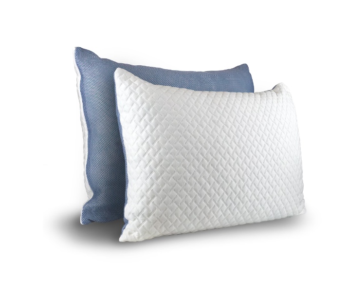 Set 2 perne cu spuma cu memorie maruntita CEDA HOME, Alb/Albastru, 50X70cm